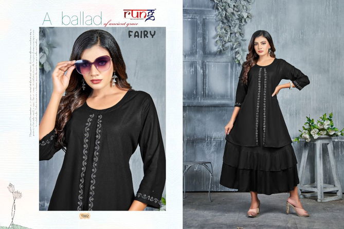 Rung Fairy Fancy Stylish Party Wear Designer Heavy Rayon Latest Kurtis Collection